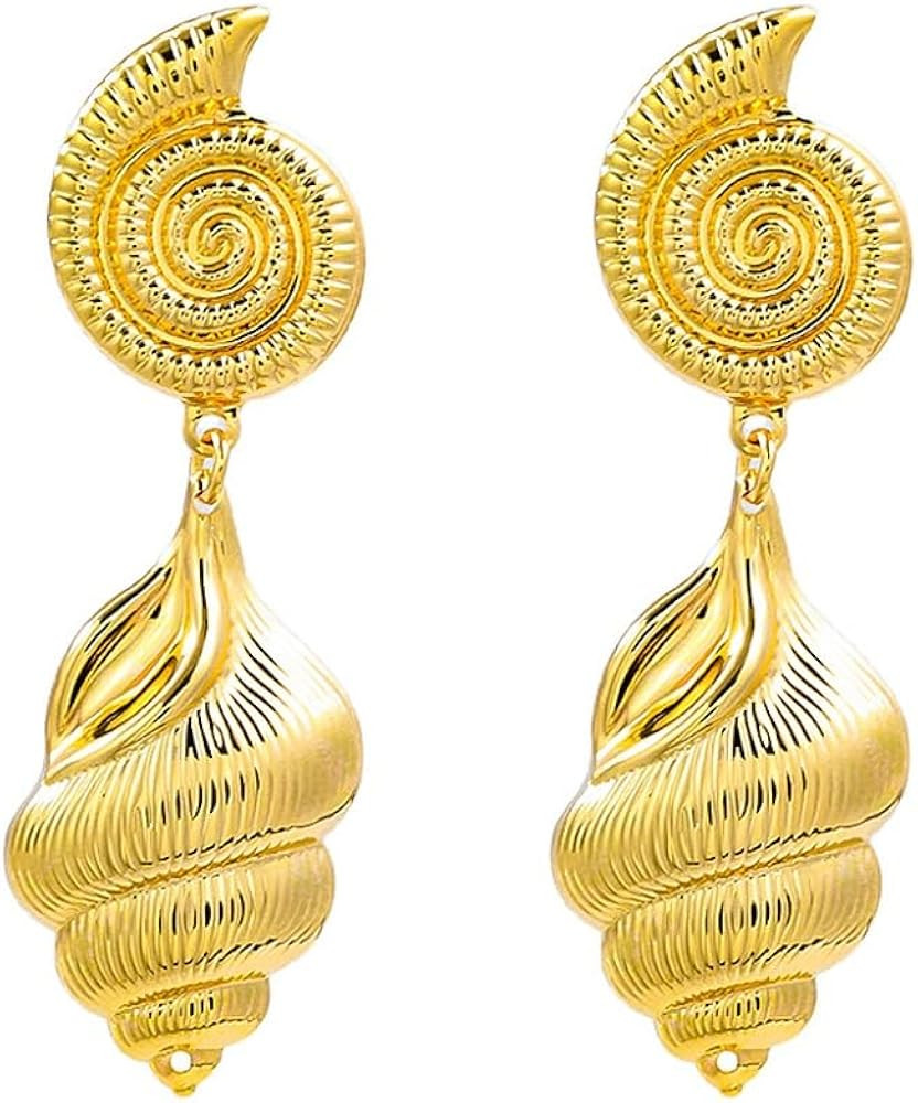 Bohemian Seashell Conch Earrings - Beach Shell Long Dangle for Women - Baroque Pearl Summer Boho ... | Amazon (US)