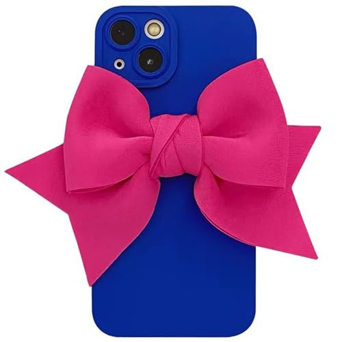 Exquisite Pink Red Bow Phone Case for iPhone 15 Pro Max, Fashionable Cute Big Bow (Blue) | Amazon (US)
