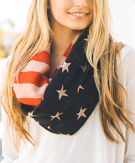 Leto Collection Women's Accent Scarves Red, - Blue & Red American Flag Infinity Scarf - Women | Zulily