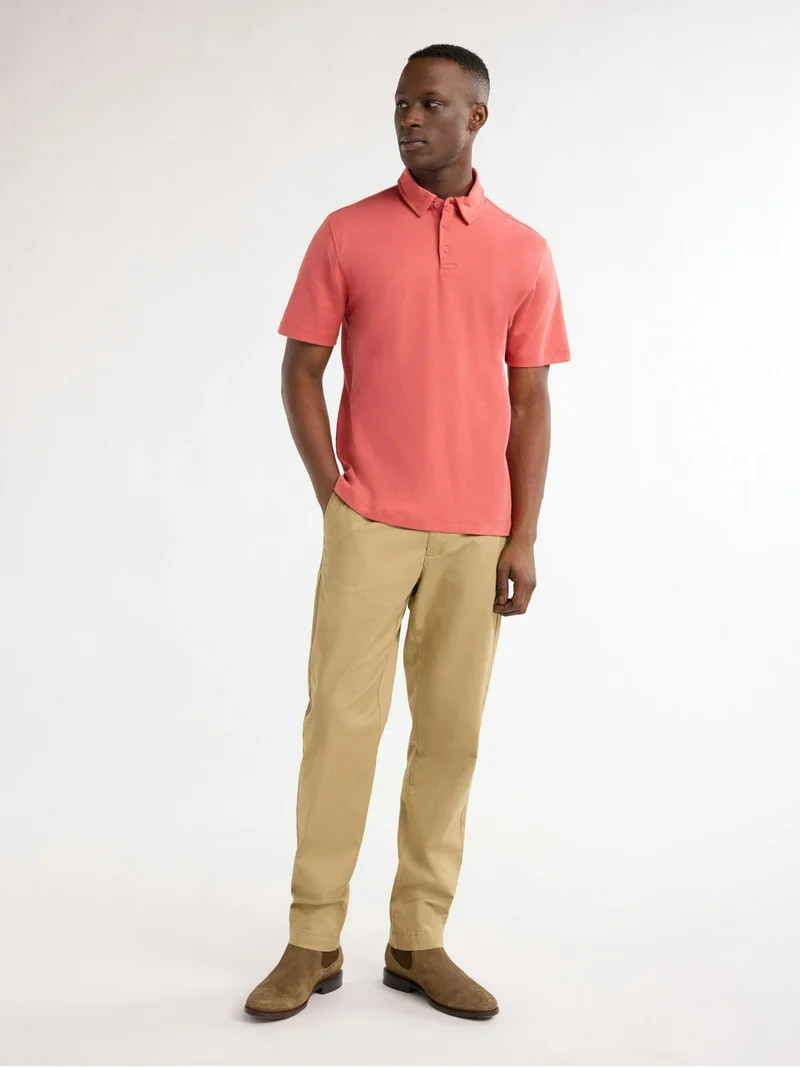Free Assembly Mens Cotton Polo Shirt with Short Sleeves, Sizes XS-3XL | Walmart (US)