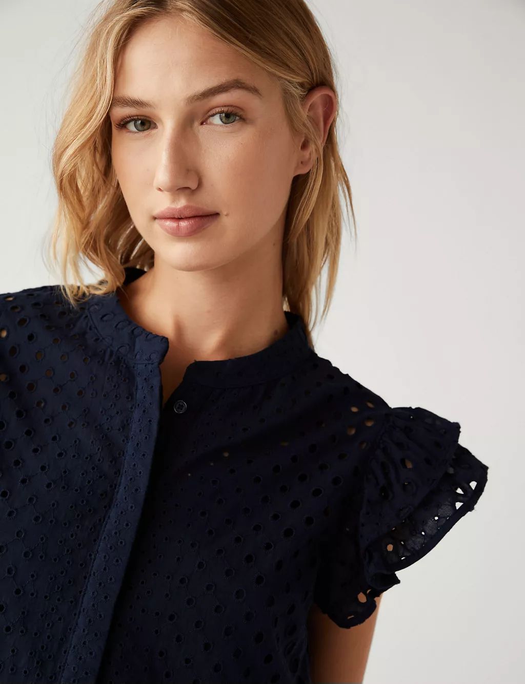 Pure Cotton Broderie Frill Detail Top | Marks & Spencer (UK)
