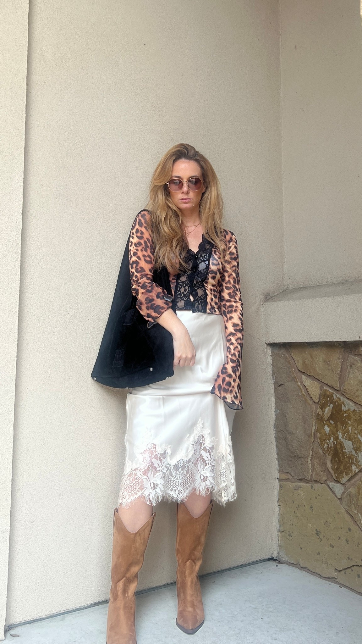 Spring look but with a little edge with this mesh bell sleeve leopar top and the little black lace detail. 

#LTKmomlife #LTKFestival