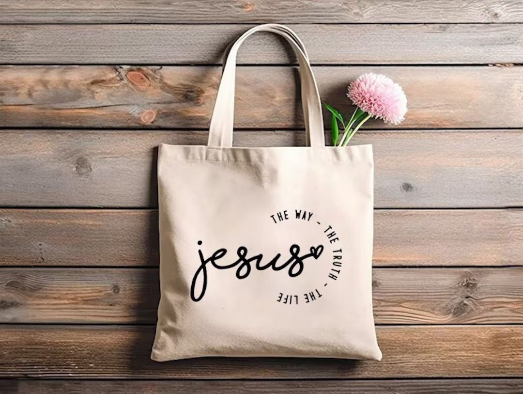 Jesus the Way the Truth the Life Canvas Bag, Bible Bag, Church Bag, Christian Tote Bag, Christian... | Etsy (US)