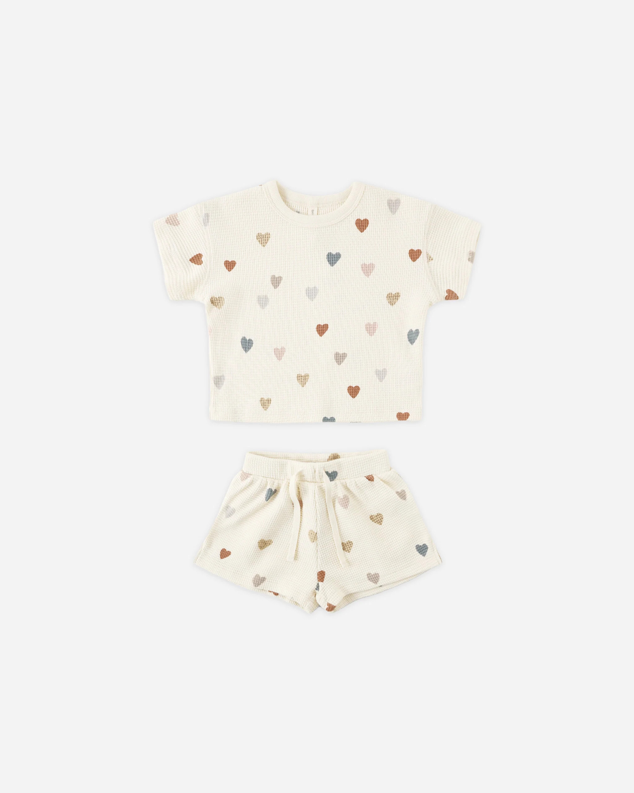 Waffle Tee + Short Set Confetti Hearts | Rylee + Cru