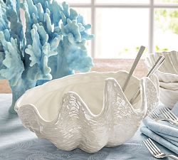 Pearlescent Clam Shell Stoneware Serving Bowl | Pottery Barn (US)