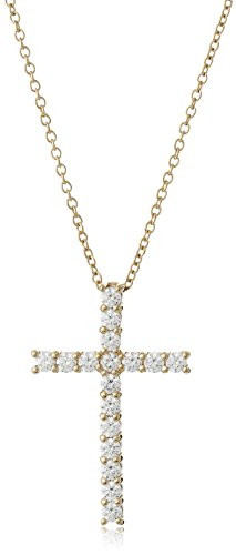 Amazon Essentials Platinum or Gold Plated Sterling Silver Cross Pendant Necklace with Infinite Elements Zirconia, 18 | Amazon (US)