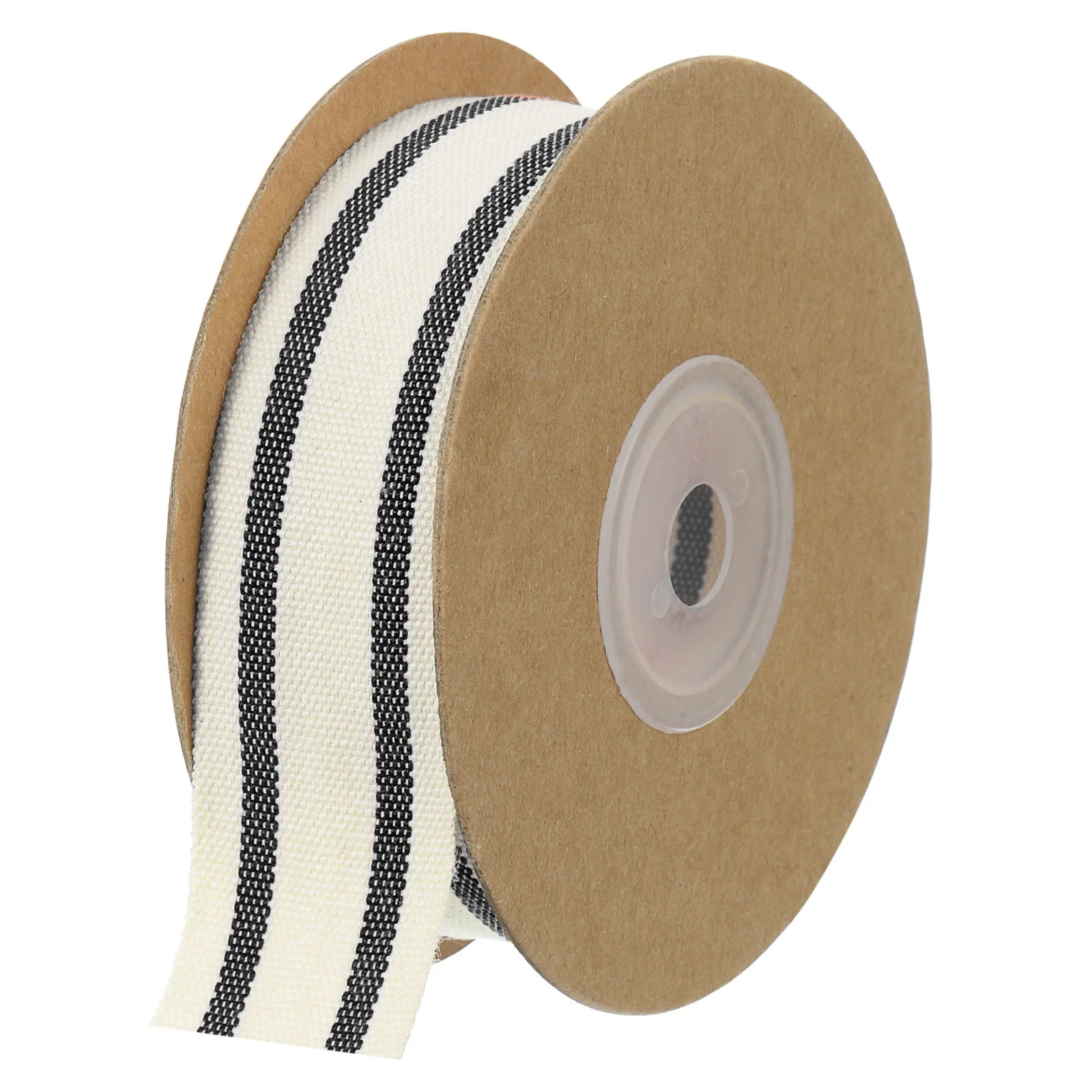 Natural Cotton Stripes Ribbon, 1 Inchx10 Yard Cotton Fabric Ribbon Roll, Natural with Black Grosg... | Walmart (US)