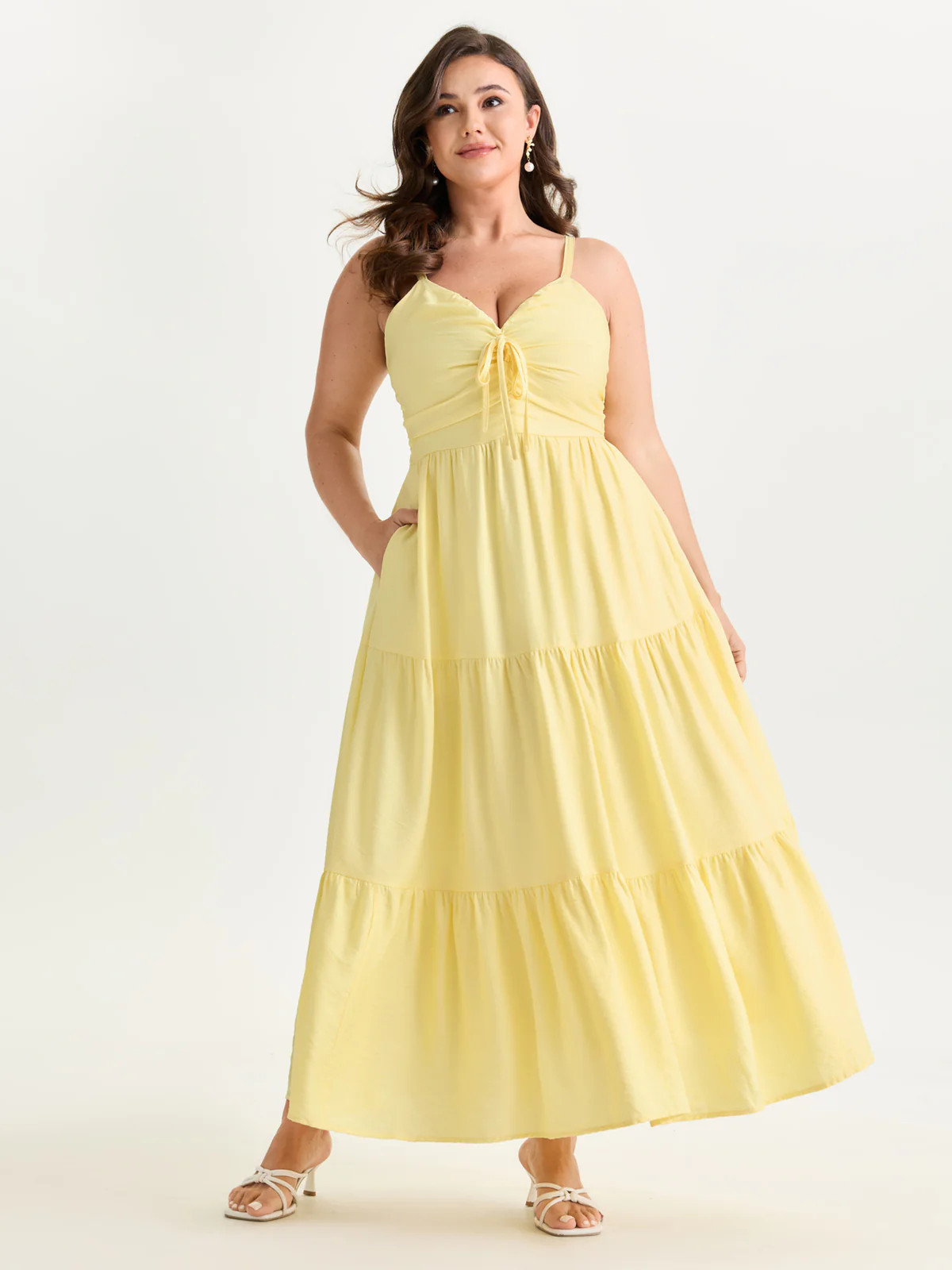 Ruched Bodice Tiered Flowy Maxi Dress | Bloomchic