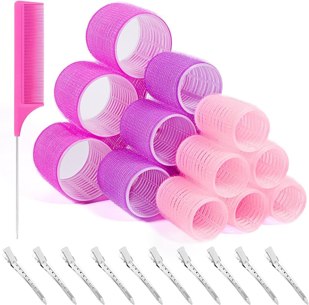 29 PCS Hair Roller Set Hair Curlers, Velcro Rollers for Hair Blowout Look with Stainless steel Cl... | Amazon (US)