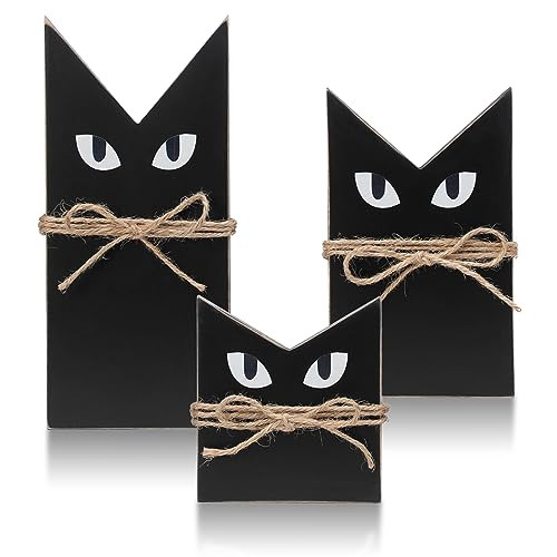 Farmhouse Halloween Decor, Wooden Black Cats, Spooky Cat Theme, Halloween Tiered Tray and Mantle ... | Amazon (US)