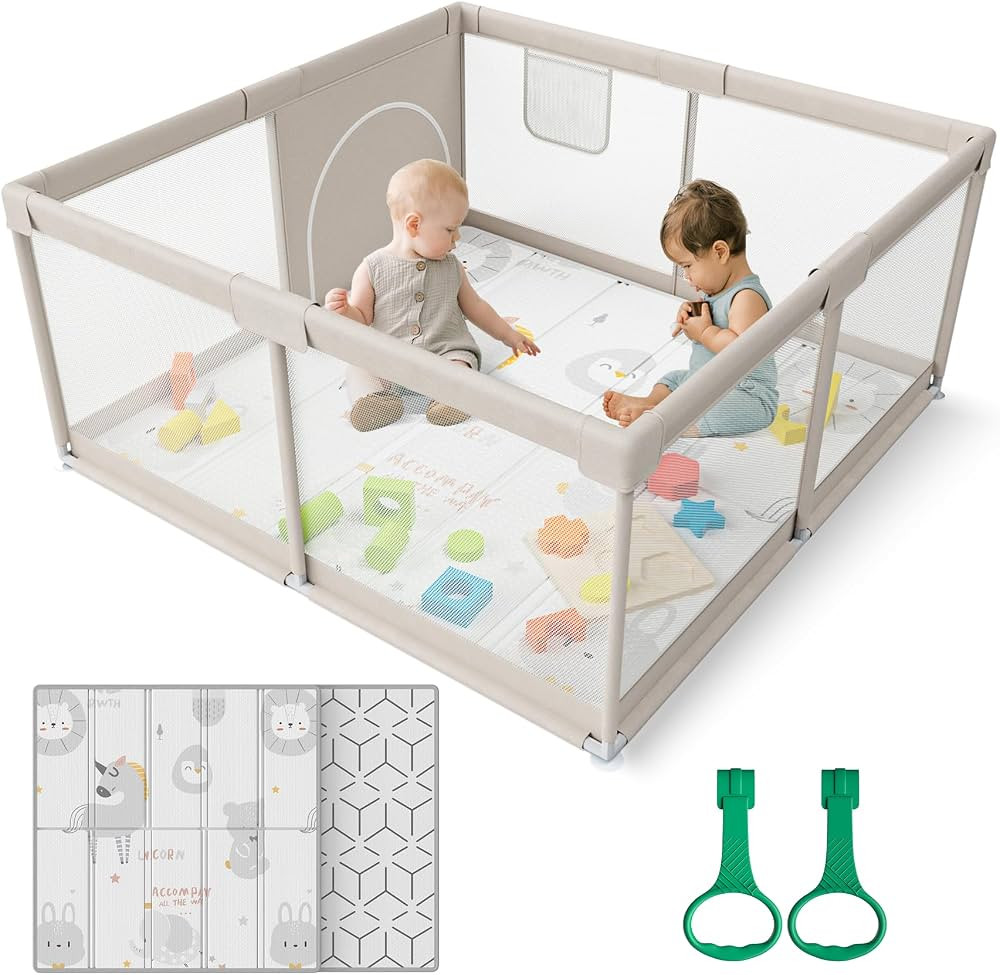 ZEEBABA Baby Playpen with Mat, 47x47inch Playpen for Babies and Toddlers, Small Baby Play Pens, P... | Amazon (US)