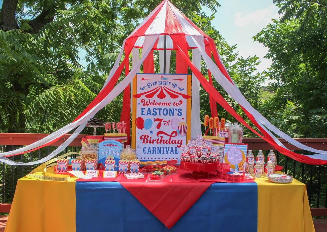 Carnival Birthday Party Backdrop Printable, carnival, kids birthday, county fair, circus, persona... | Etsy (US)
