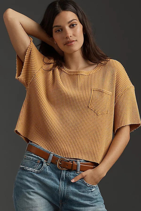 Pilcro Short-Sleeve Waffle Tee | Anthropologie (US)