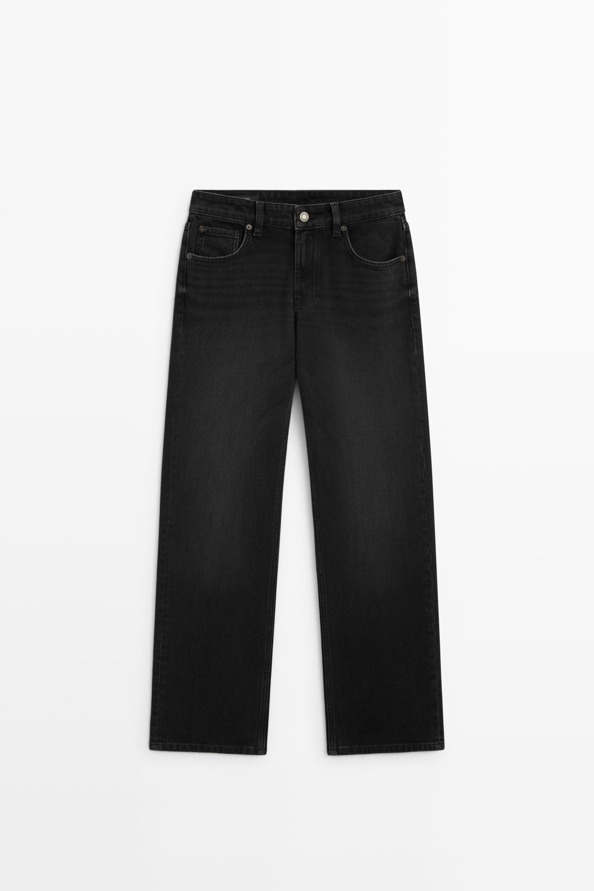 Gekürzte Straight-Fit-Jeans mit hohem Bund | Massimo Dutti DE
