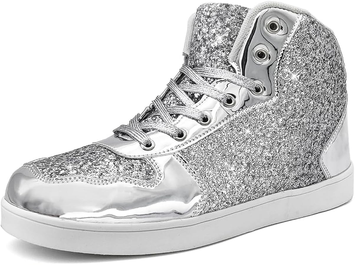 Umerigo Womens Fashion Glitter Shoes Bling Sparkly High Top Lace Up Sequin Casual Sneakers | Amazon (US)