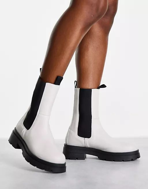 Topshop Kylie Chunky Chelsea Boot in Off White | ASOS (Global)