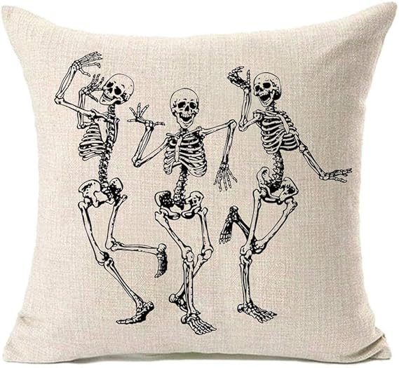 MFGNEH Halloween Decorations Skull Pillow Covers, Home Decor Cotton Linen Sofa Throw Pillow Case ... | Amazon (US)