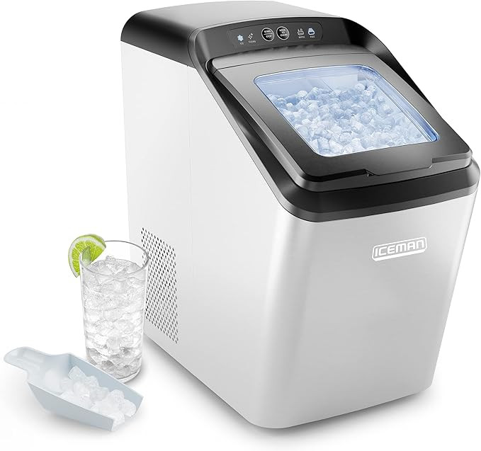 Countertop Nugget Ice Maker – Pebble Ice Machine, Soft Chewable Pellets in 20 Min, 26Lbs/24H, 3... | Amazon (US)