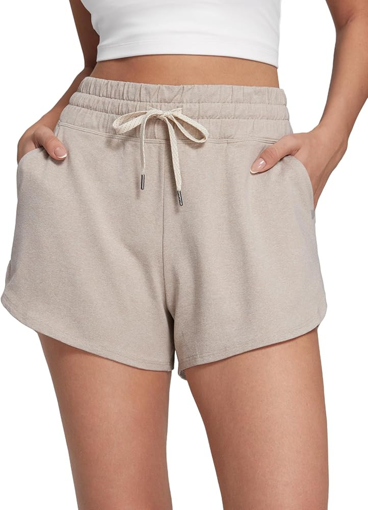 CRZ YOGA Cloud Jersey Sweat Shorts, 3", High Waisted | Amazon (US)