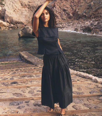 DÃ?EN Sebastiane Skirt -- Night Sky - Size - M Cotton | DOEN