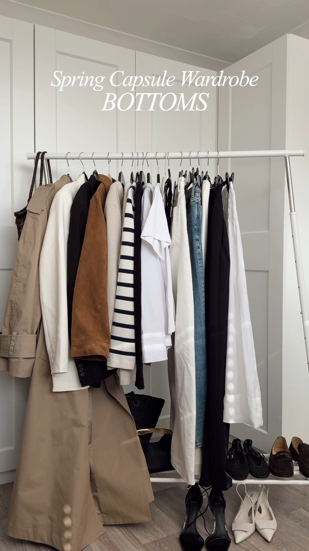 Spring capsule wardrobe bottoms
White jeans
Blue jeans
Black tailored trousers
Silk trousers
White cotton skirt

#LTKspring #LTKuk #LTKstyletip