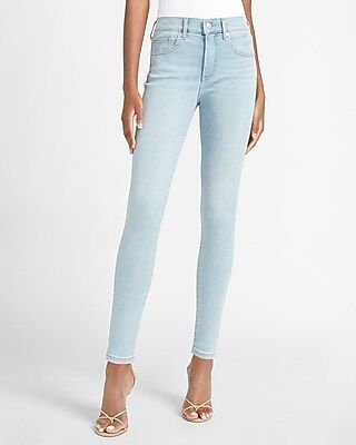 Mid Rise Denim Perfect Light Wash Skinny Jeans | Express