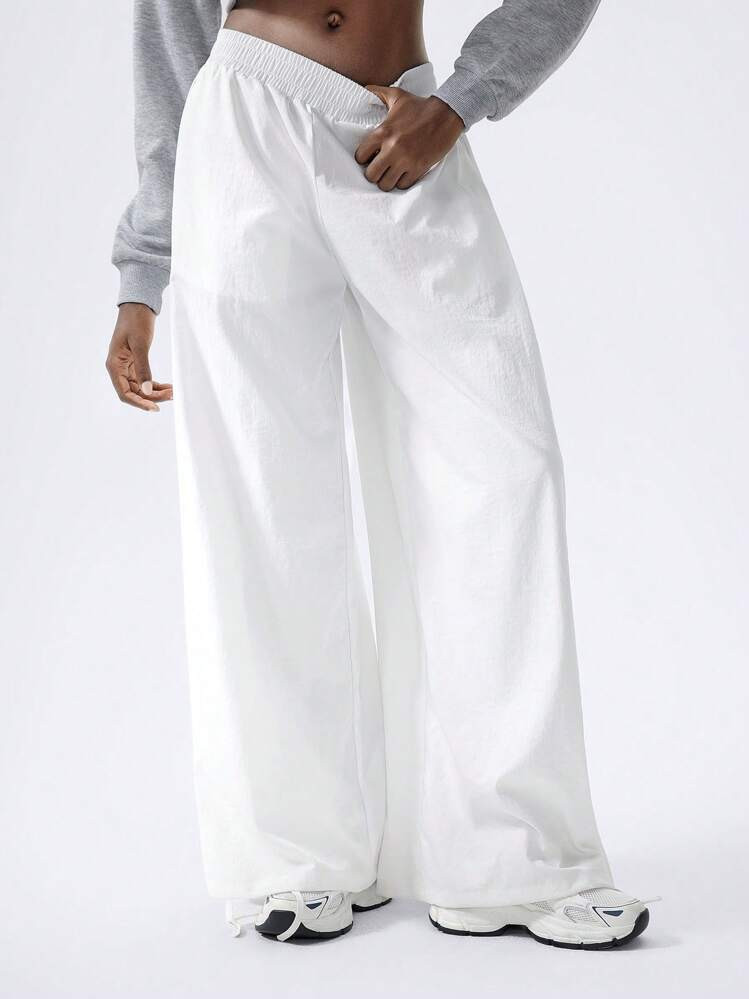 VARSITIE White Bowknot Ultra Loose Women's Trousers | SHEIN