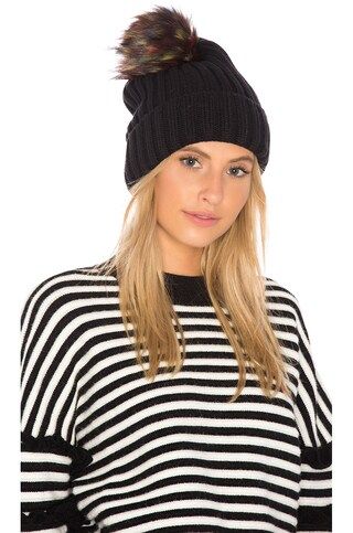 Chunky Rib Beanie with Snap Off Faux Fur Pom | Revolve Clothing (Global)