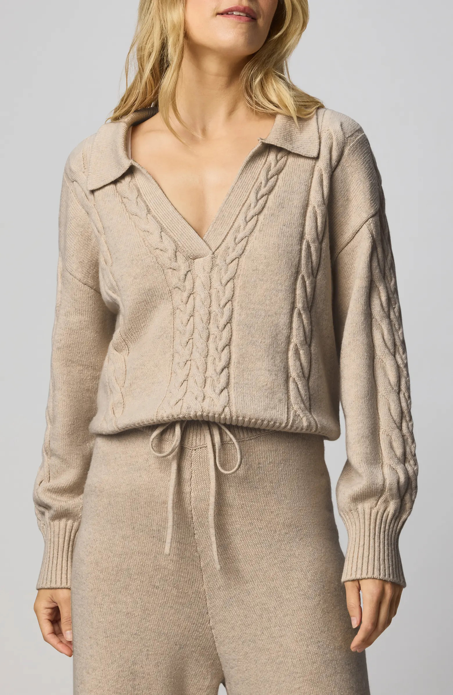 Jet Set Cable Stitch Polo Sweater | Nordstrom