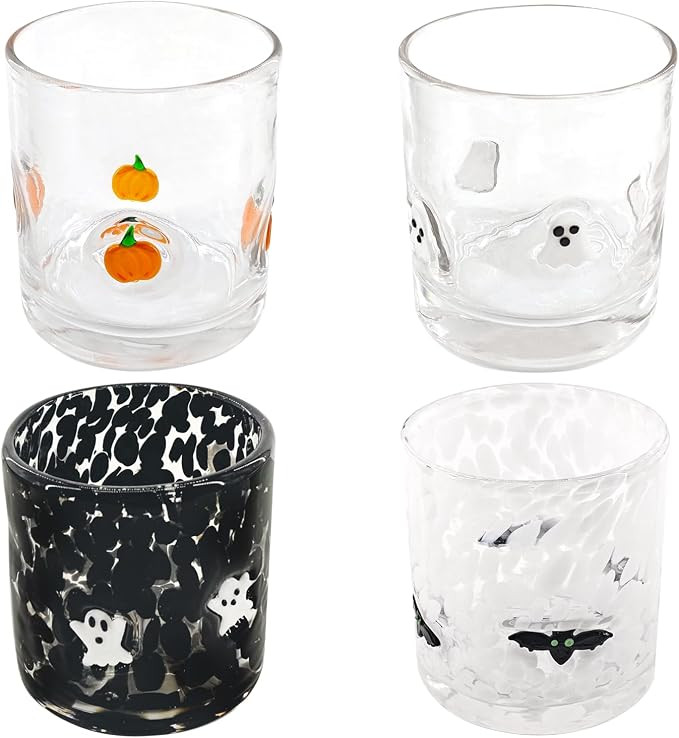 4pcs Cups The 16 Oz Cute Icons Juice Glasses Is A Double Old Fashioned Hand Blown Drinking Glass ... | Amazon (US)