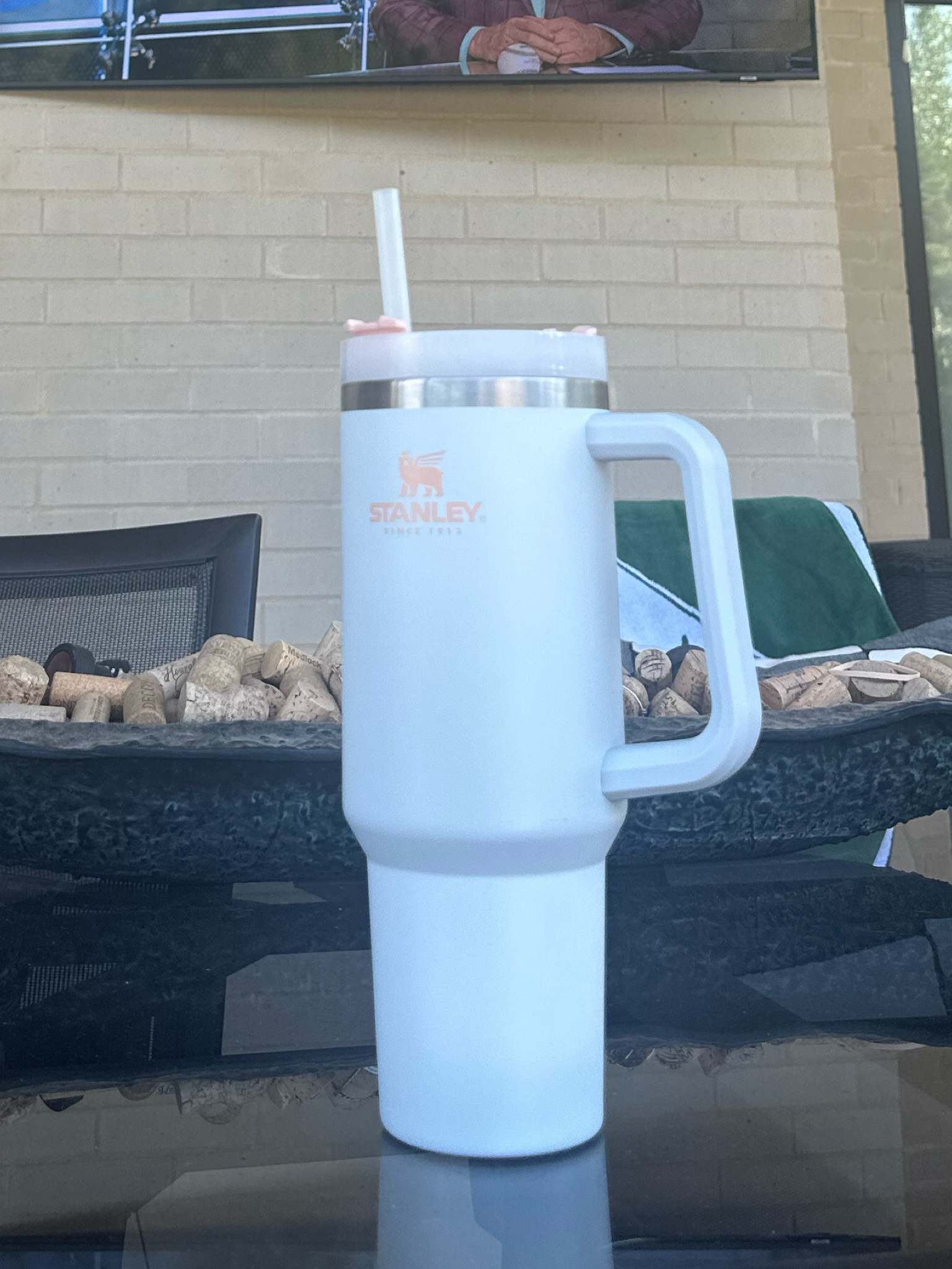 A Stanley cup is a must in this Texas Heat!!!! Love the 40oz cup (i have old version but the new version is much lighter and comes in way cooler colors) 

Love reaching for my ice cold lemon water on a hot sunny day by the pool😛😛 #summer #days #stanleycup #hydrated 

#LTKswim #LTKSeasonal #LTKhome