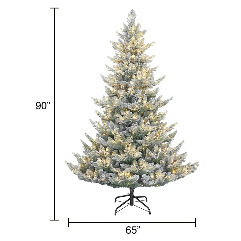 My Texas House 7.5ft Pre-Lit Flocked Arctic Fir Artificial Christmas Tree,650 Color-changing LED,... | Walmart (US)