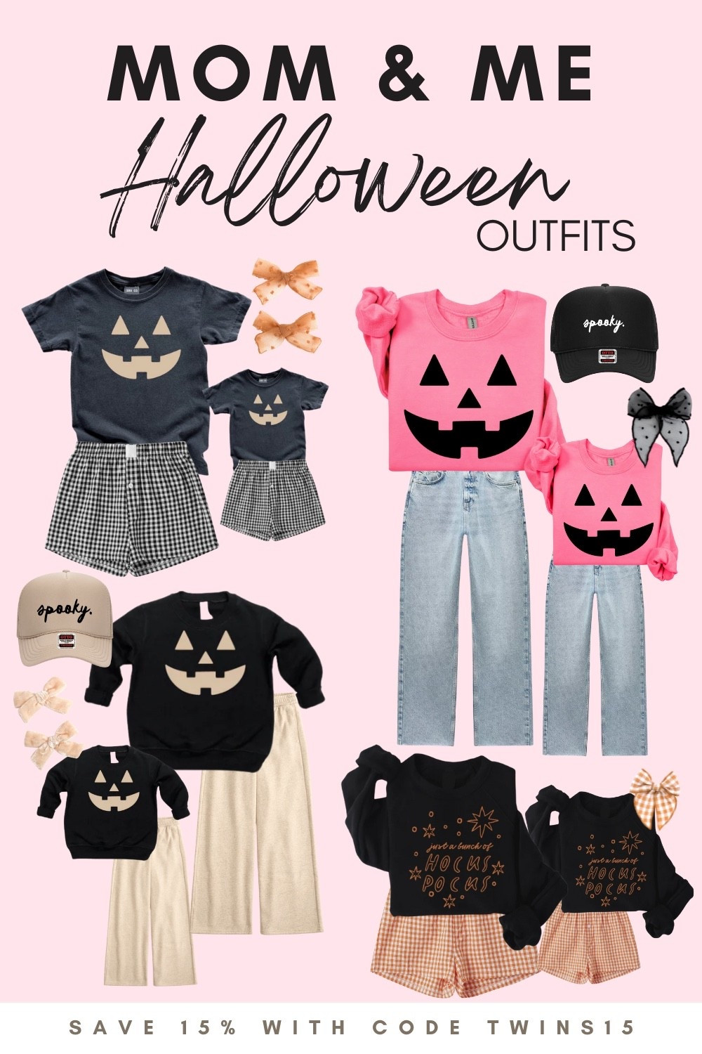 Mom and me Halloween outfits. Shirts are all from Saved By Grace Co Code TWINS15 saves 15% off your entire order. 

Fall mom and me matching outfit ideas 
Mom and me jeans 
Mom and me boxer shorts 
Mom and me comfy outfits 
Halloween
Autumn
Hocus Pocus 
Jack o lantern 

#LTKStyleTip #LTKKids #LTKFallSale