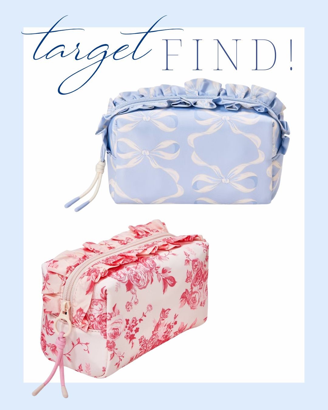 New Target find! 💕 These ruffle cosmetic bags are perfect for travel, organizing makeup, or gifting. Loving the feminine bow and floral prints — affordable, cute, and functional!

target beauty bag, travel pouch, ruffle makeup bag, girly toiletry bag, Target finds 

 #LTKBeauty #LTKTravel #LTKKids