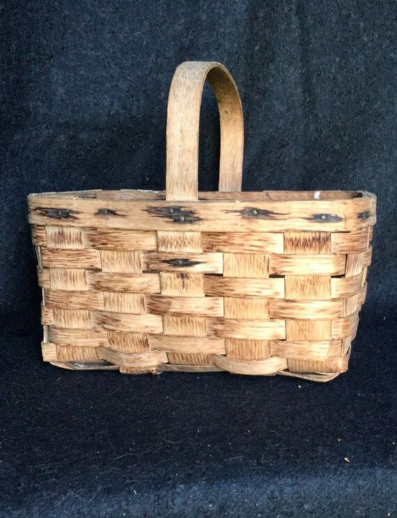 Antique Vintage Basket Splint Wood Handled Small Basket | Etsy | Etsy (US)