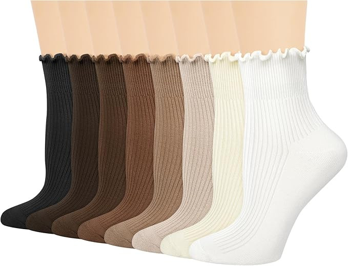 8 Pairs Ruffle Socks for Woman Girls, Soft Casual Knit Ankle Boot Quarter Gifts, Womens Cotton Le... | Amazon (US)