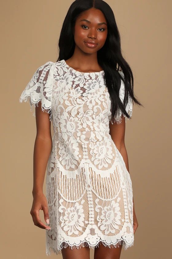 Pearson White Lace Short Sleeve Dress | Lulus (US)