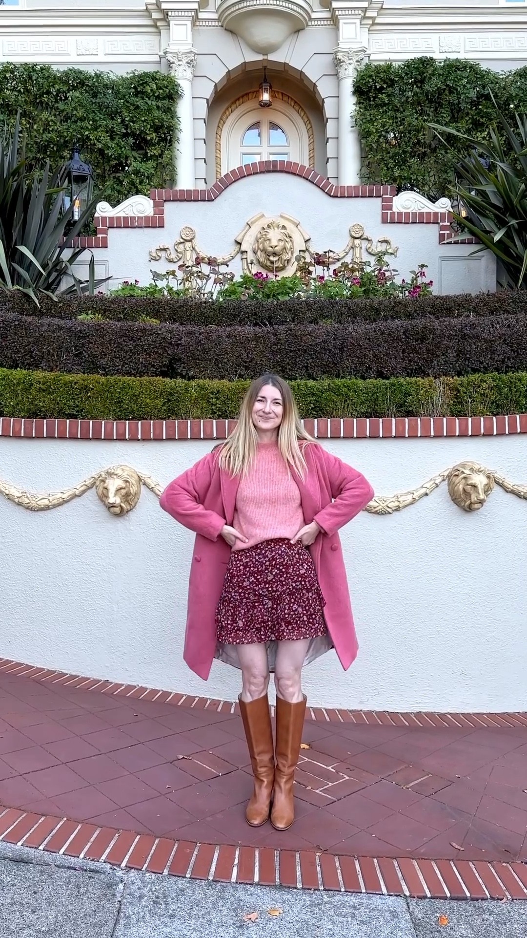 Pink coat paired with a blush pink sweater, mini skirt and knee high leather boots! Fun comfortable girlie everyday outfit 

#LTKstyletip #LTKshoecrush