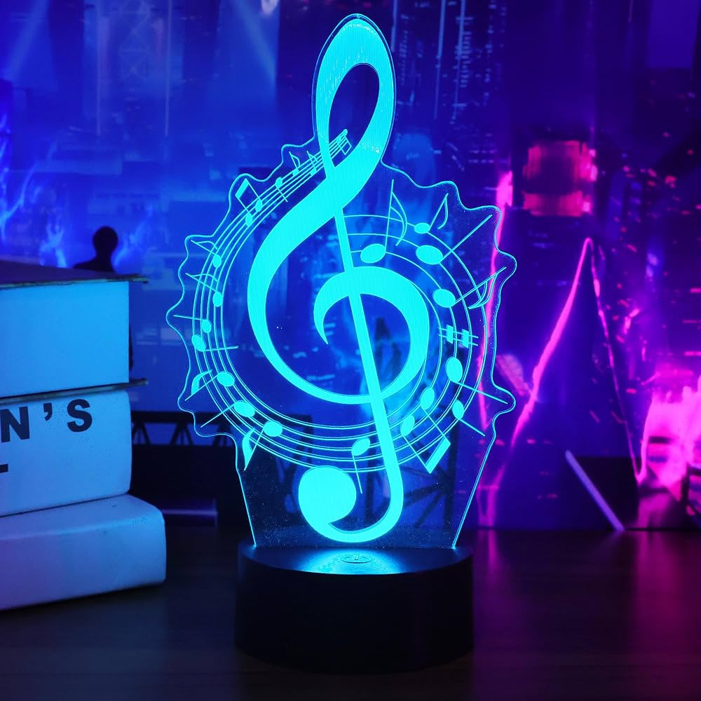 Music Note Gifts for Girls, 3D Illusion Lamp, 3D Music Night Light with 16 Colors Remote and Touc... | Amazon (US)