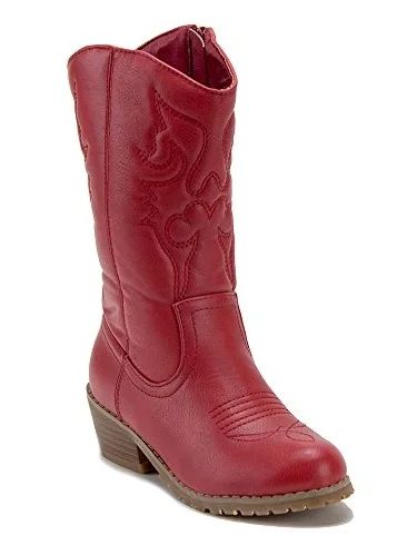 Jazame Little Kids' Girls Tall Stitched Western Cowboy Cowgirl Boots, Red, 11 | Walmart (US)