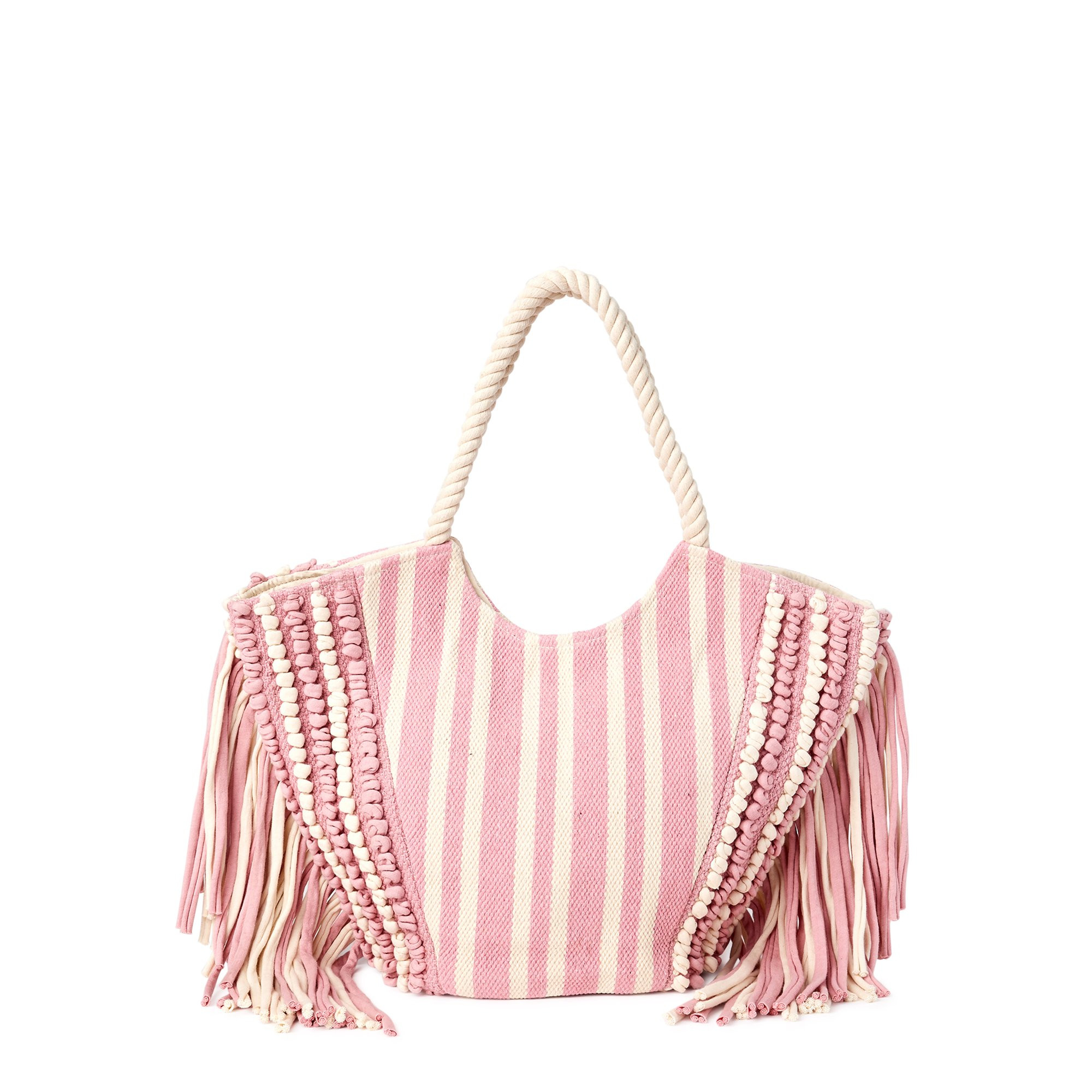 Time and Tru Fringe Woven Tote | Walmart (US)