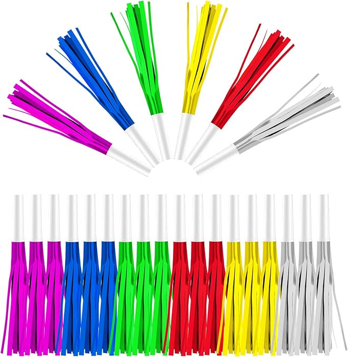 24PCS Bulk Party Blowers & Colourful Noise Makers - Fringed Glitter Party Horns Whistles for Birt... | Amazon (US)