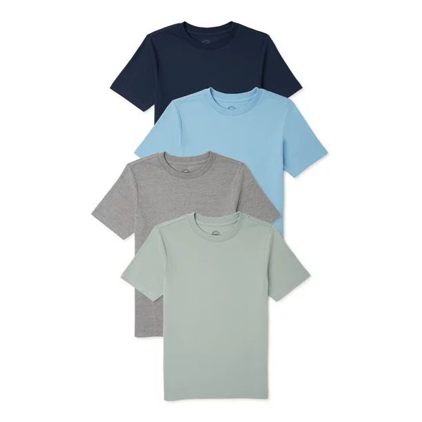 Wonder Nation Boys Short Sleeve Crewneck T-Shirt, Sizes 4-18 & Husky, 4 pack - Walmart.com | Walmart (US)