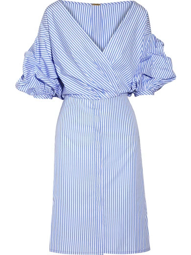 Tuxedo wrap-effect striped cotton-poplin shirt dress | NET-A-PORTER (US)