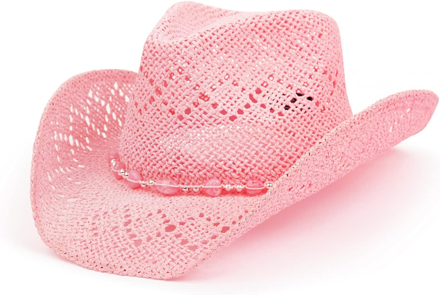TOVOSO Western Cowgirl Hat, Straw Cowboy Hat for Women with Shapeable Brim, Beaded Hearts Trim, S... | Amazon (US)