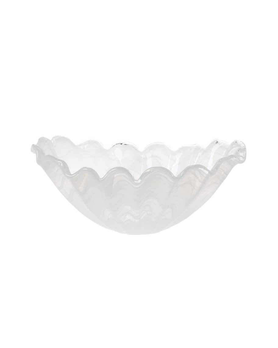 Onda Glass White Medium Centerpiece | Neiman Marcus
