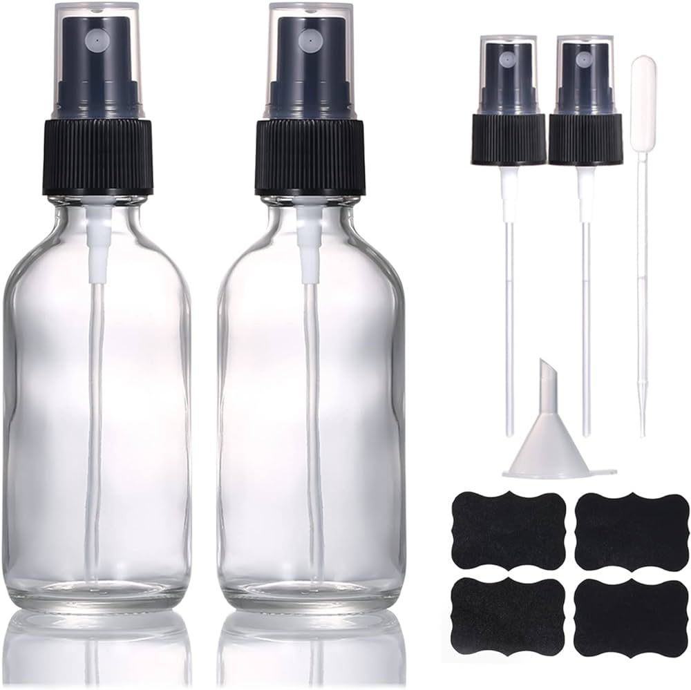 LIYUABU 60ml Clear Glass Spray Bottles,Small Empty Fine Mist Perfume Refillable Reusable Travel S... | Amazon (US)