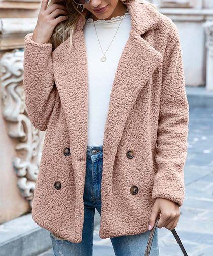 Pink Velvet Button Collared Coat - Women & Plus | Zulily