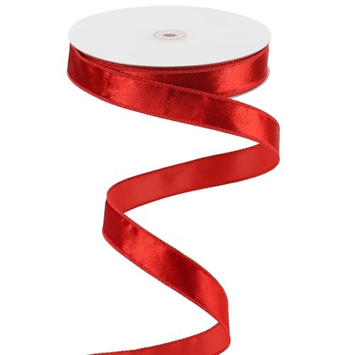 MEEDEE 1 inch Red Velvet Ribbon 25 Yards Crushed Velvet Ribbon Wired for Christmas Tree, Wreaths Supplies, Craft Projects, Bows Making, Seasonal Decorations | Amazon (US)