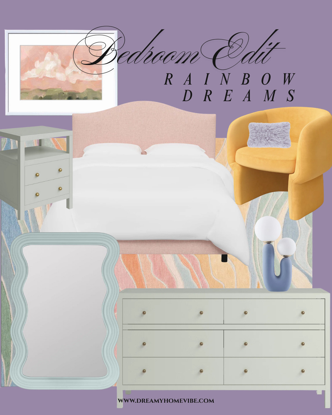 ✨ Dream in color with this Rainbow Dreams Bedroom! From the plush Morris Bed to the chic Celine Dresser and cozy Cambry Chair, every piece blends comfort, style, and vibrant vibes. 🌈🛏️ #BedroomGoals #HomeDecor #CozyVibes #RainbowDreams 

 #LTKHome